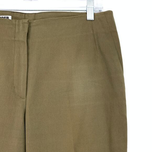 JIL SANDER Pants Women's Size 42 US 12 Flat Front Casual Dress Slim Leg Olive - Picture 3 of 6